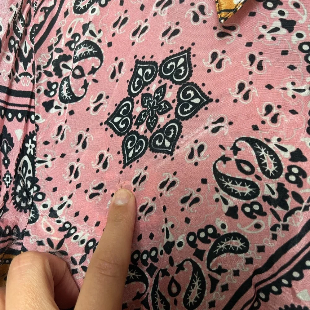 FARM Rio Pink and Gold Paisley Button-Down Shirt - Picture 7 of 12